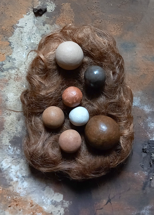 natural earth color clay and sand spheres