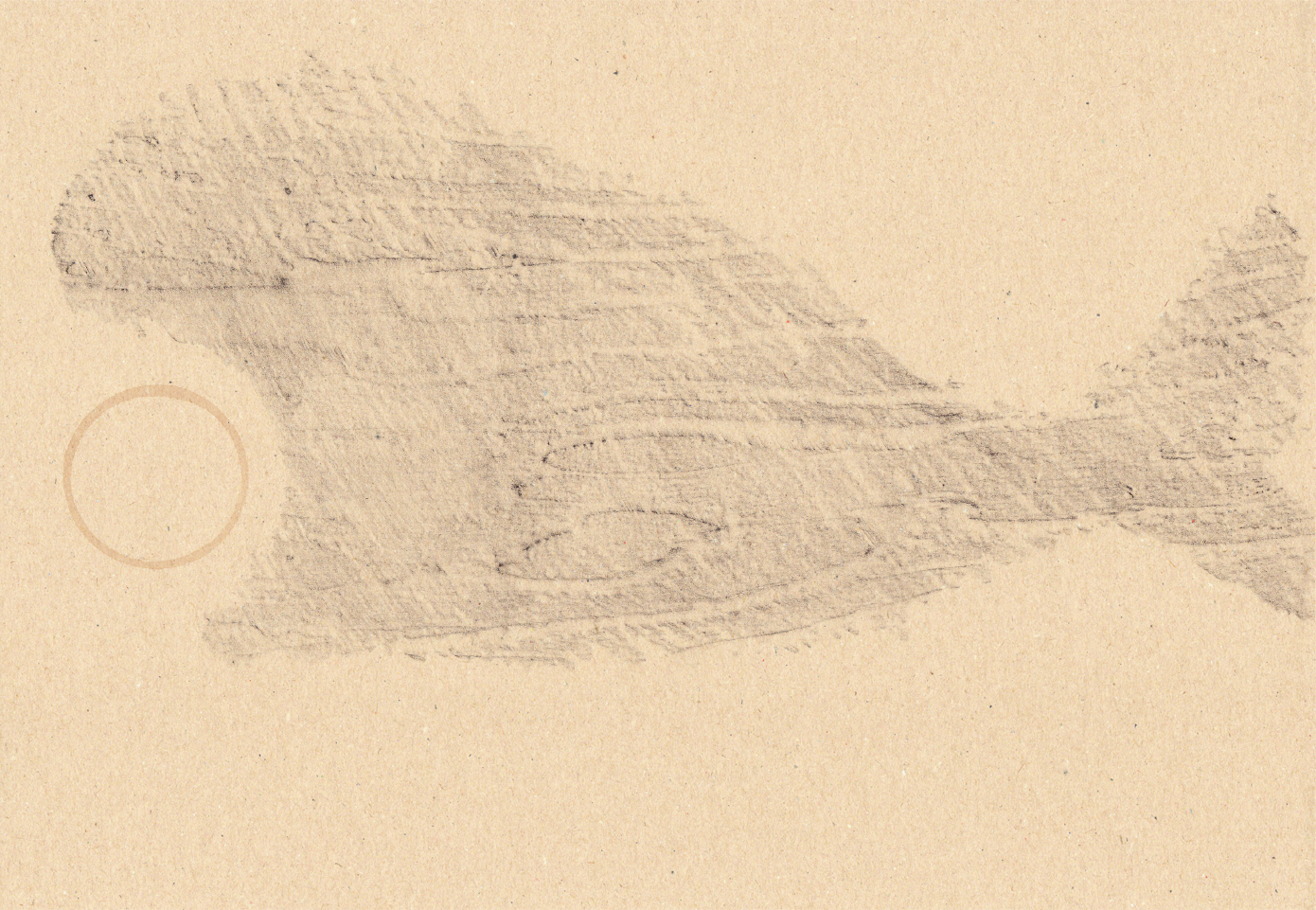 frottage drawing of a whale who swallows a coffee ring