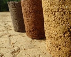 earth cylindrical bocks in three earth colors
